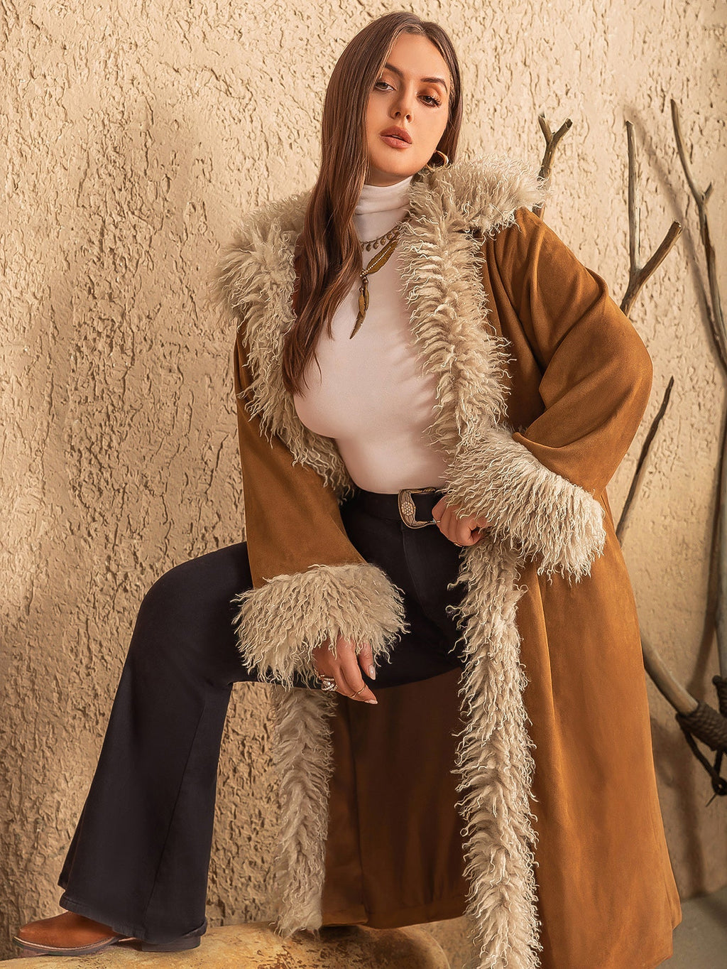 Veste moelleuse grande taille tendance pour l'automne-hiver