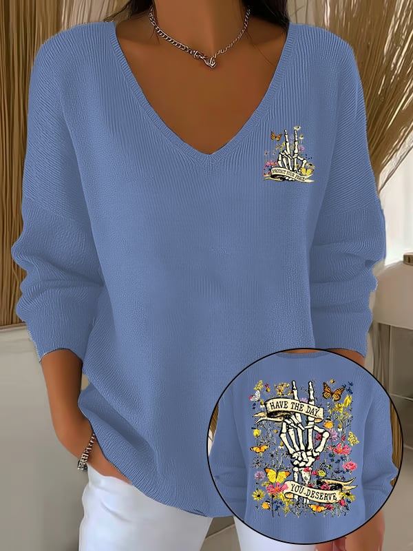 🔥Buy 3 Get 15% Off🔥Women's  Flower skull hand gesture Of WDNC Club We Do Not Care Menopause Perimenopause Print    Sweatshirt