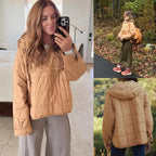 Veste doudoune oversize matelassée à capuche chauve-souris pour femme, pull à manches longues léger et chaud avec grande poche poitrine