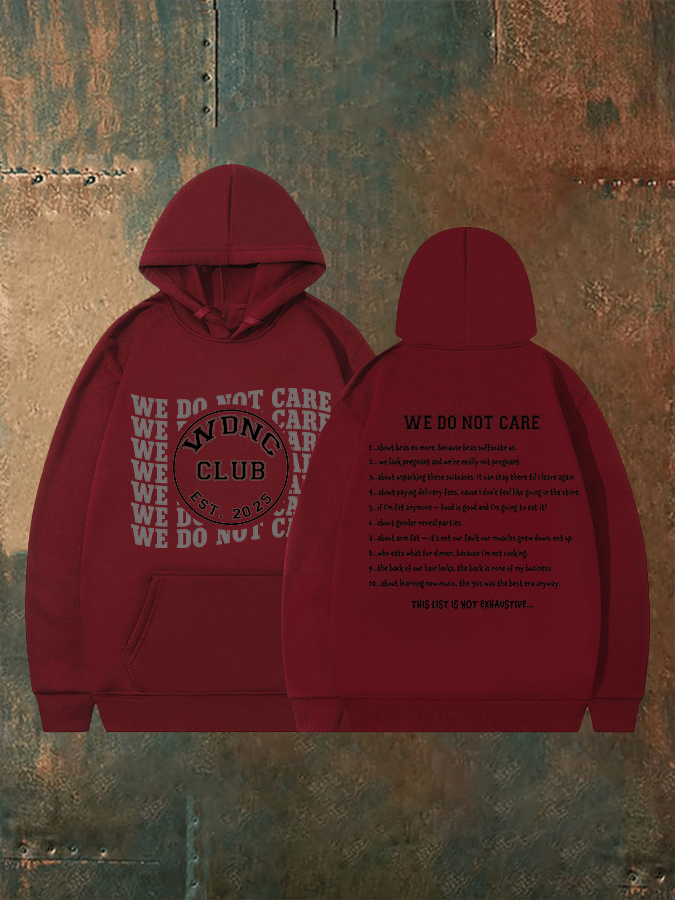 Women's  Retro Funny Proud Member Of Club We Do Not Care Menopause Perimenopause Print   Hoodie