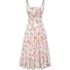 Robe longue d'été de style corset milkmaid sans manches à bretelles pour femme
