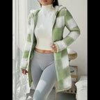 Sweat à capuche zippé en plaid et bordure duveteuse pour femme, décontracté automne/hiver