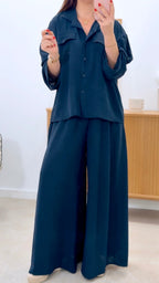 ENSEMBLE CHEMISE + PANTALON LARGE UNI