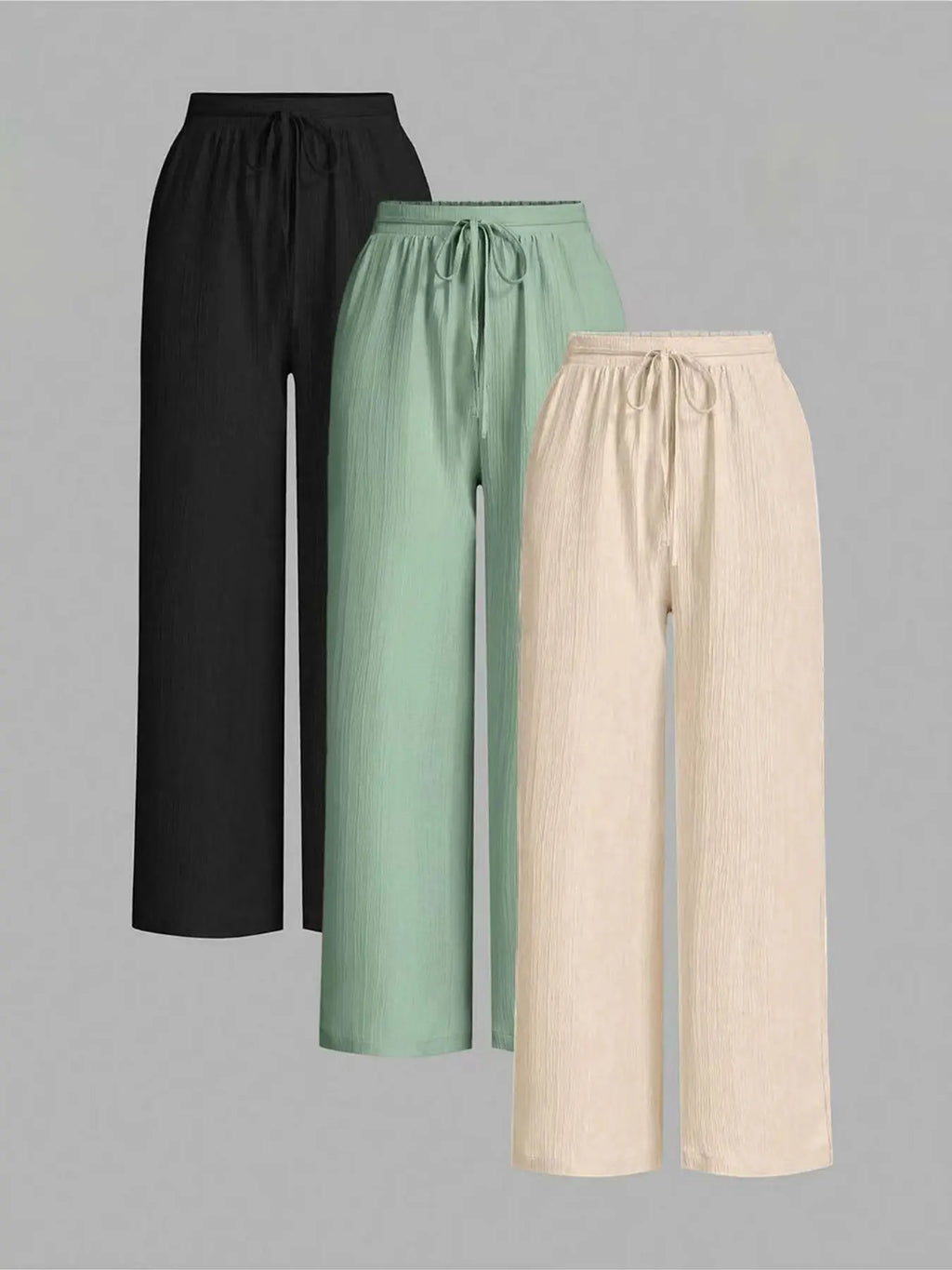 Ensemble 3 pièces : pantalon large uni pour femme
