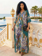 Robe de plage coupe ample imprimé léopard pour femme