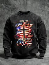 Unisex  Stand For The Flag Kneel For The Cross Printed Casual  Sweatshirt