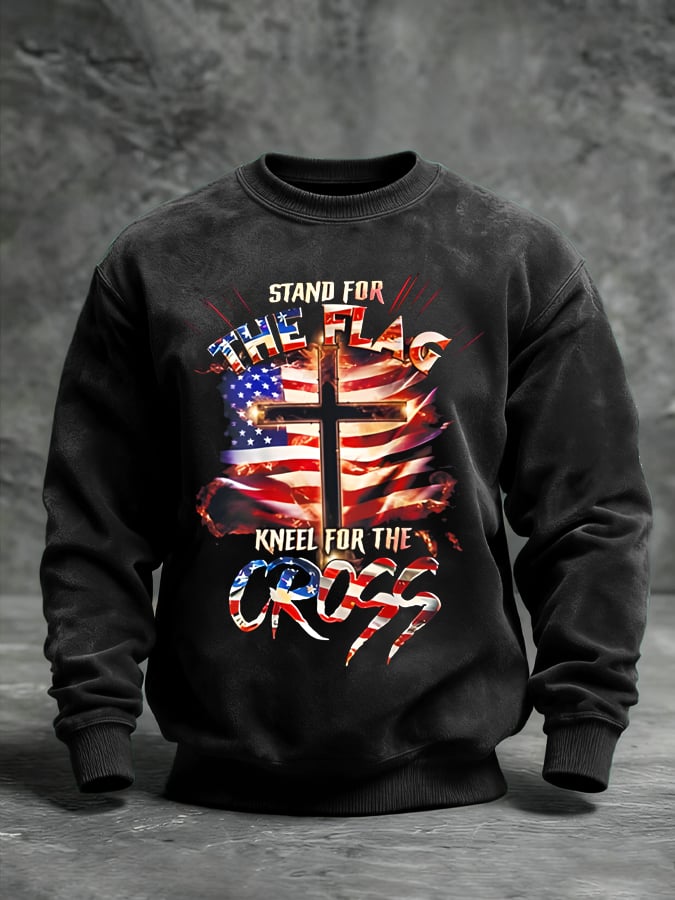 Unisex  Stand For The Flag Kneel For The Cross Printed Casual  Sweatshirt