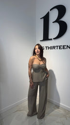 Set Nina – Top e Pantalone Palazzo in Viscosa e Lino