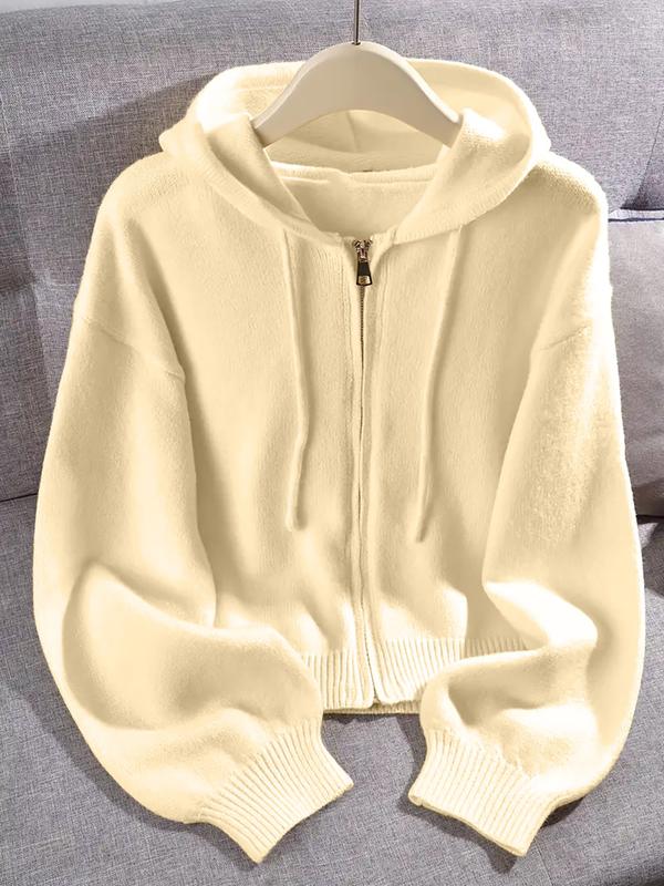 Felpa con cappuccio a maniche lunghe in maglia larga con cerniera, morbida, comoda, dal design unico per l'autunno e l'inverno, top elegante, abbigliamento femminile
