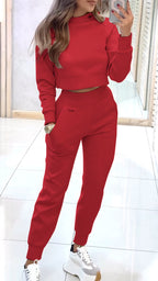 Ensemble pull décontracté pour femme à col montant et manches longues, idéal pour l'automne et l'hiver.
