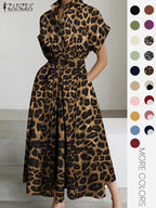 Robe unie à col pour femme, robe décontractée à manches courtes pour l'été, vêtements pour femmes pour le quotidien