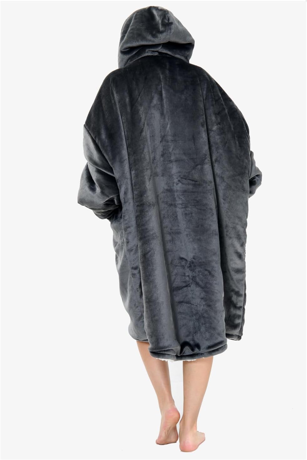 Couverture Sweat à Capuche Géante Homme Femme, Polaire Sherpa Ultra Douce Chaude Confortable Portable, Plaid Couverture à Manches pour Adultes Ados avec Grande Poche