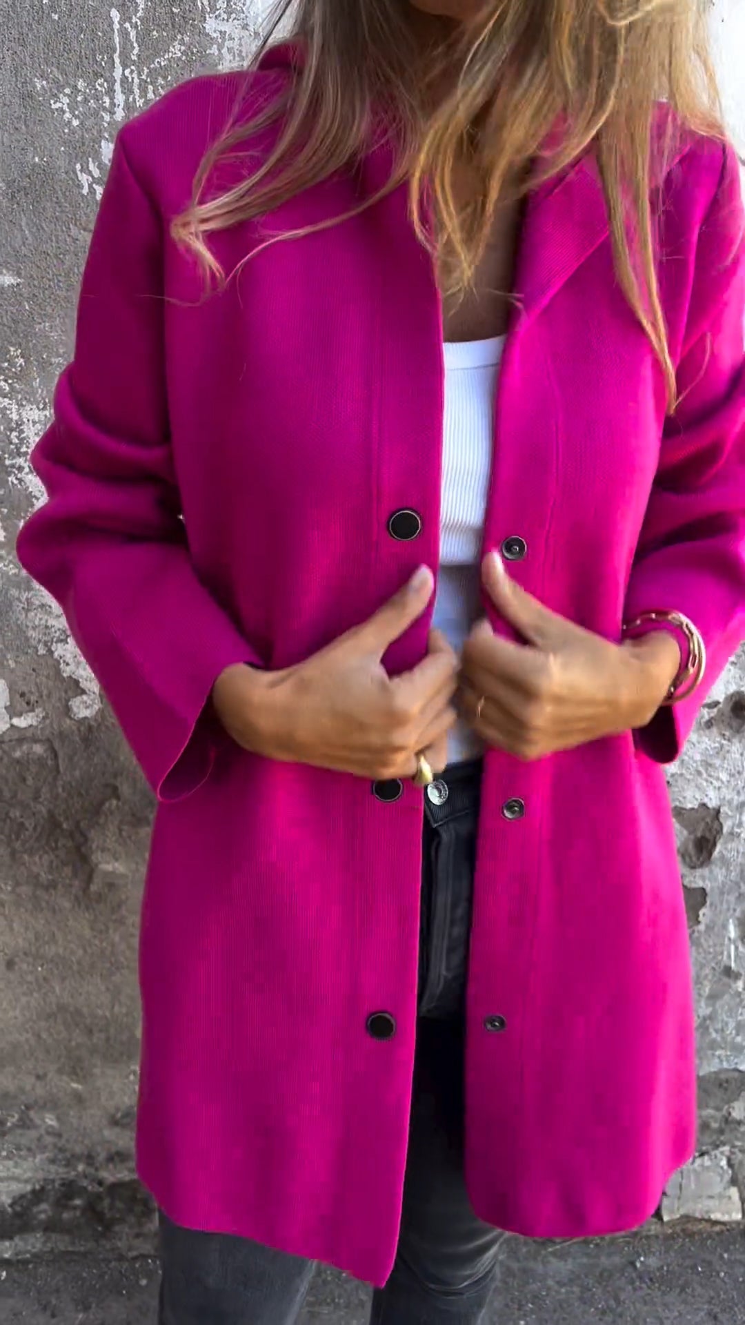Veste décontractée à capuche et à boutonnage simple