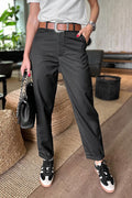 Pantalon de costume court rayé décontracté pour femme