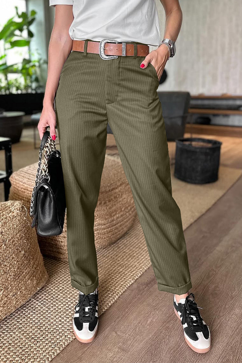 Pantalon de costume court rayé décontracté pour femme