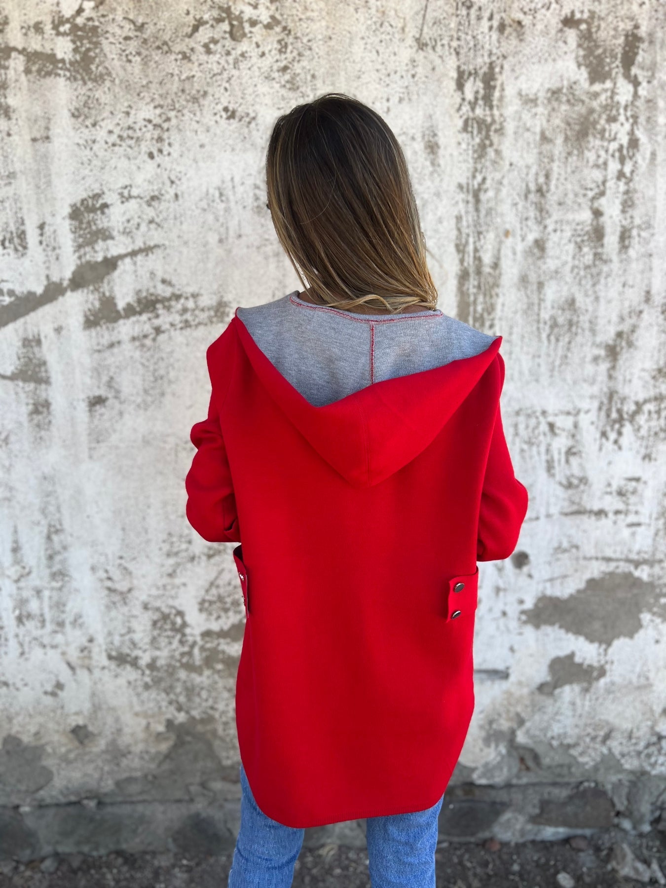 Veste décontractée à capuche et col rond pour femme