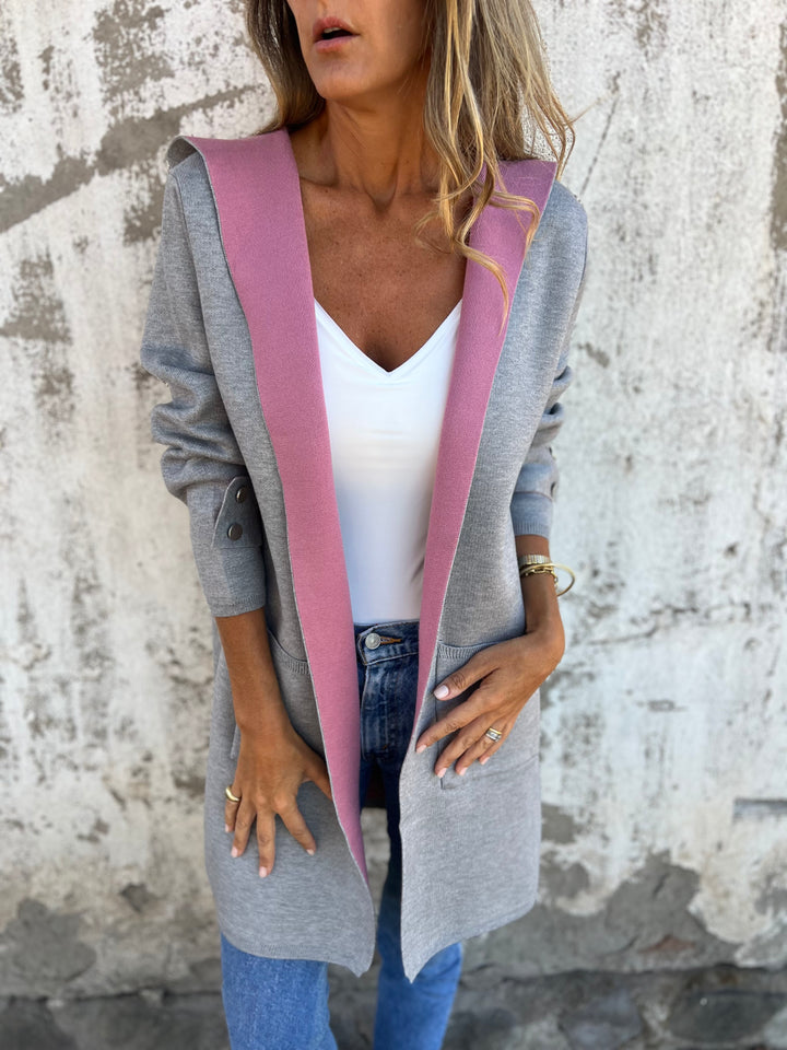 Veste décontractée à capuche et col rond pour femme