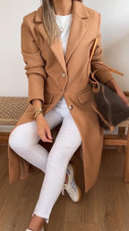Manteau Décontracté Femme à Col Revers et Tempérament