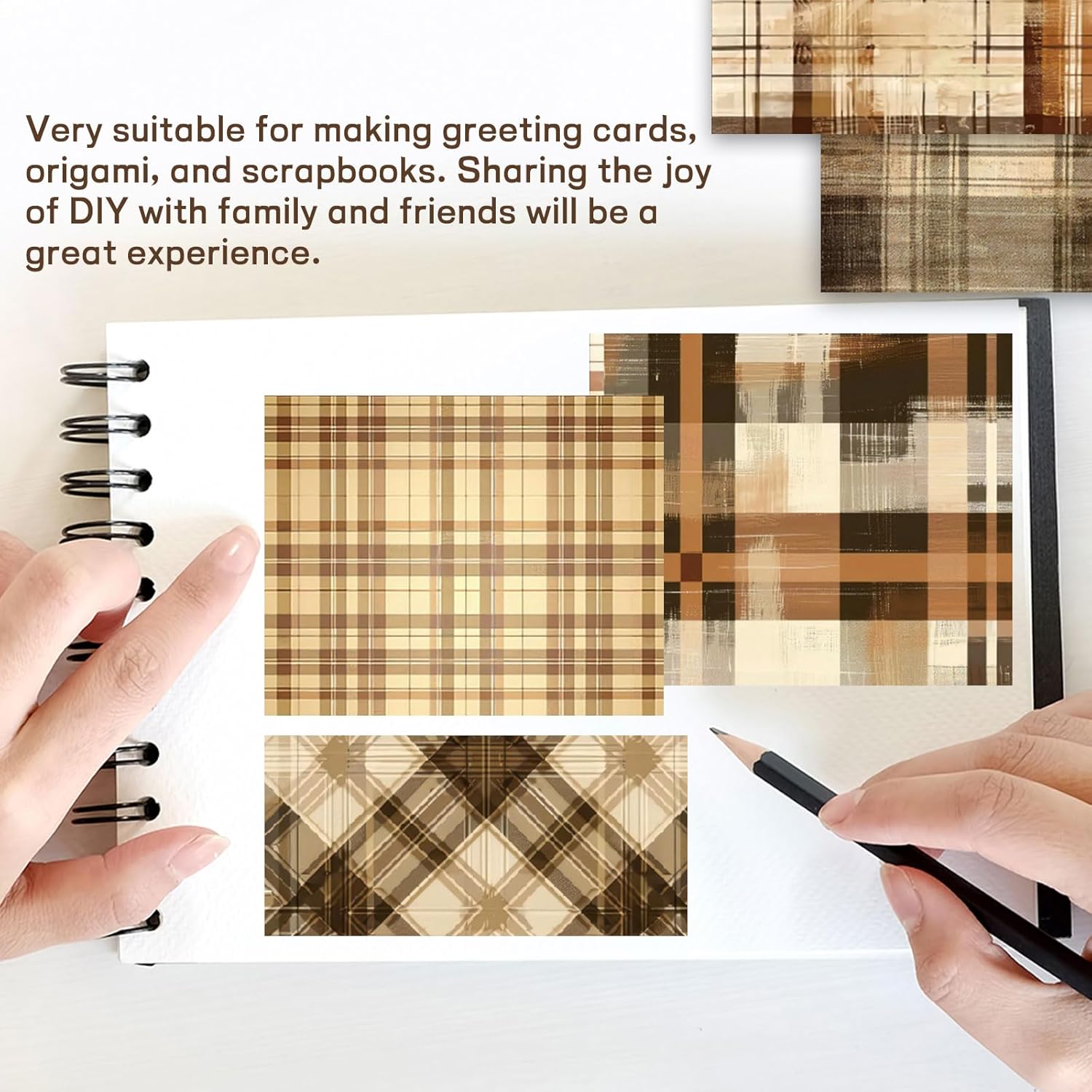 Vintage Plaid Scrapbook Paper Pad, 6" x 6", 24 Sheets/ 12Designs Single-Sided DIY Decorative Paper Sheets, Geometric Patterned Paper For Craft Lovers