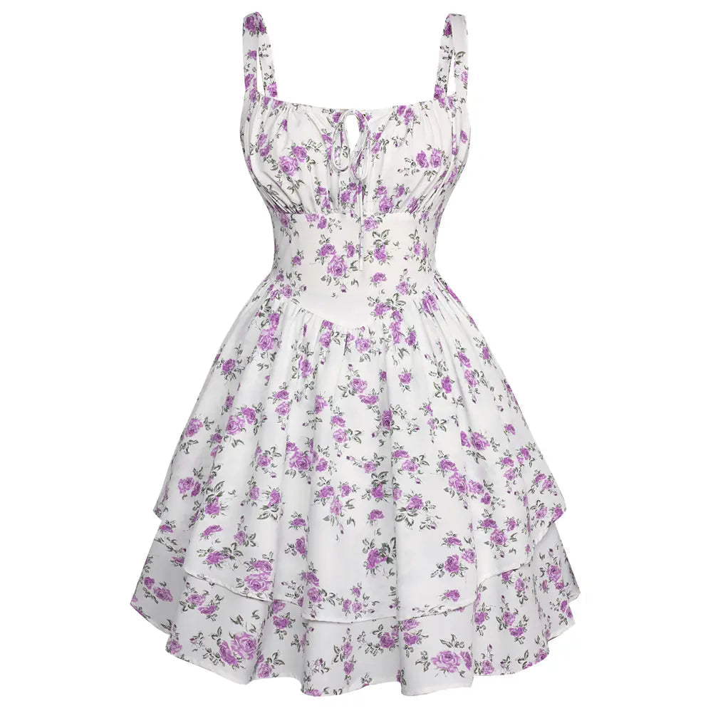Mini-robe Corset Fleurie, Style Décontracté et Vacances