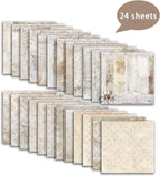 12x12 Vintage Scrapbook Paper, 24 Sheets/24 Designs Double-Sided Floral Patterned Paper for DIY Card Making Photo Album Journal Decor