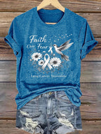 Women'S Casual "Faith Over Fear" Lung Cancer Awareness Printed Short-Sleeve T-Shirt