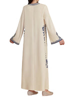 Vestito da donna con stampa digitale, abito a trapezio a maniche lunghe in tessuto intrecciato stile mediorientale, vestibilità casual aderente per le stagioni primavera e autunno, abbigliamento femminile