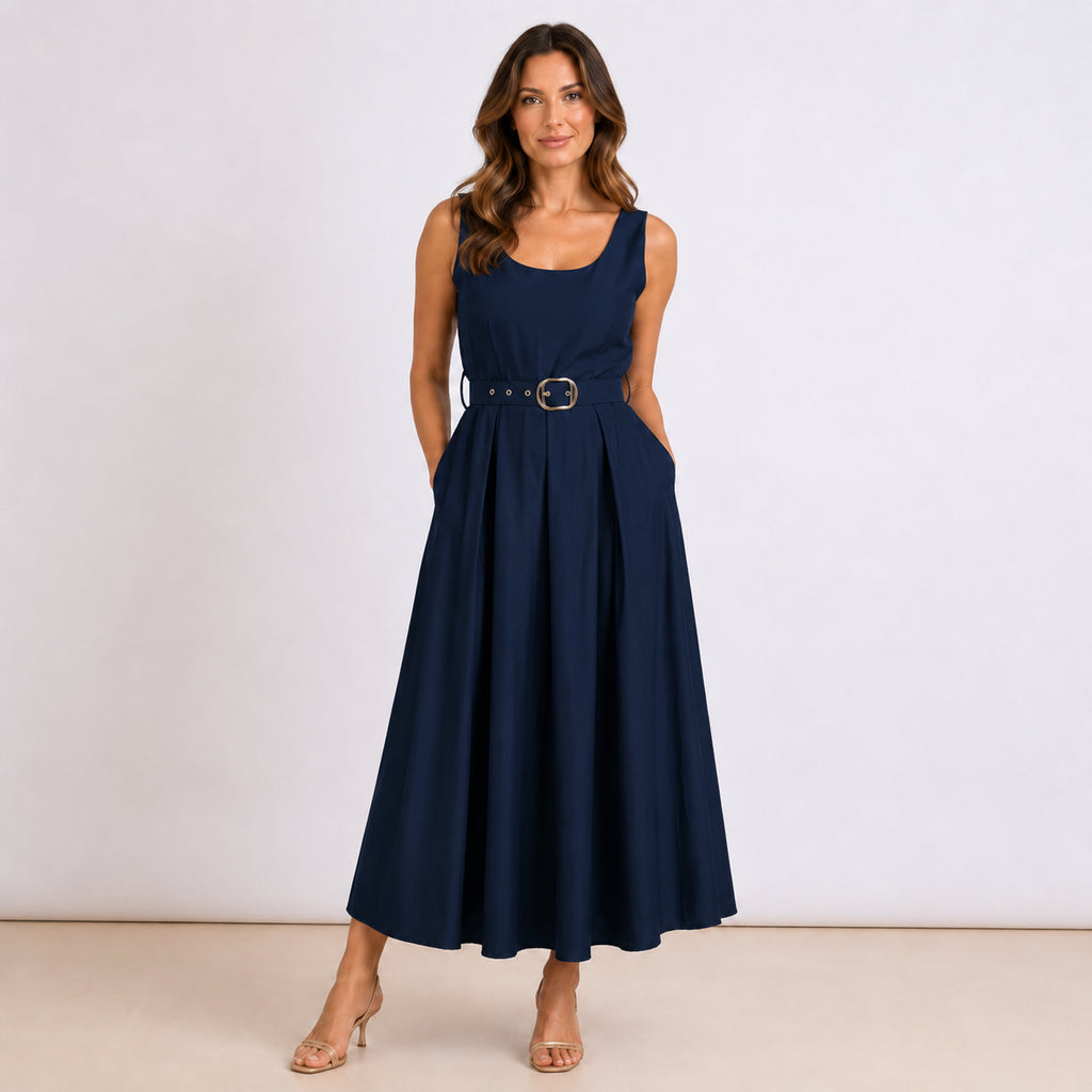 [2026.COUTURE] Vestito Lungo In Cotone Con Scollo Ampio