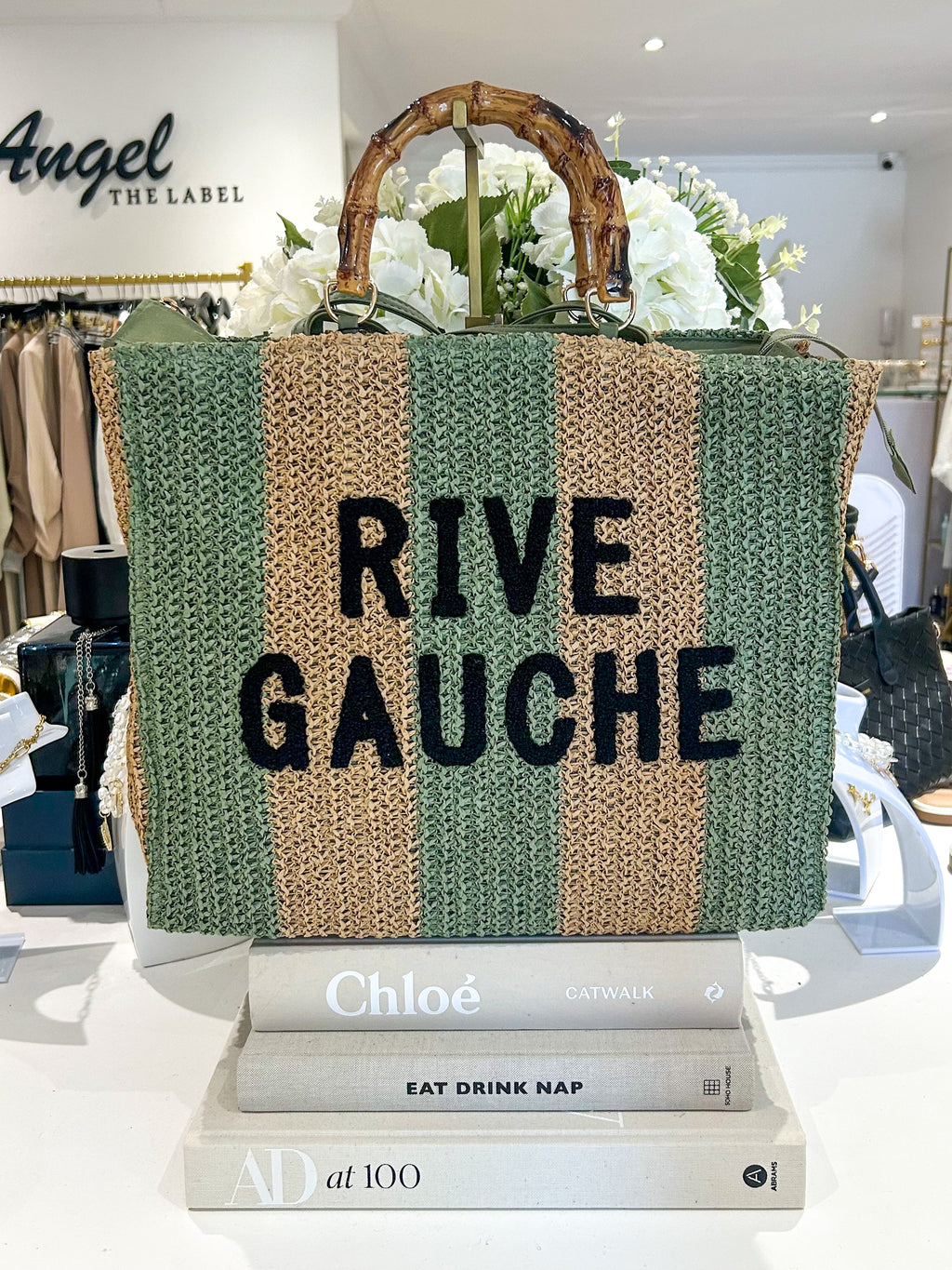 Borsa a Strisce con Manico in Bambù Rive Gauche (3 Colori)