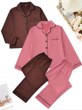Ensemble cardigan à revers pour femmes, tricot décontracté ample à manches longues, tenue d'intérieur automne et hiver, 2 pièces