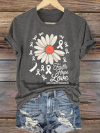 Women'S Casual Long-Sleeve Printed T-Shirt "Faith, Hope, Love, Lung Cancer Awareness"
