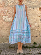 Robe décontractée sans manches imprimée pour femme