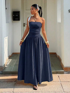 Robe longue d'été élégante sans bretelles pour femme