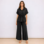 [2026] Capri, Ensemble Chemise et Pantalon Coordonné Avec Cordon de Serrage à la Taille