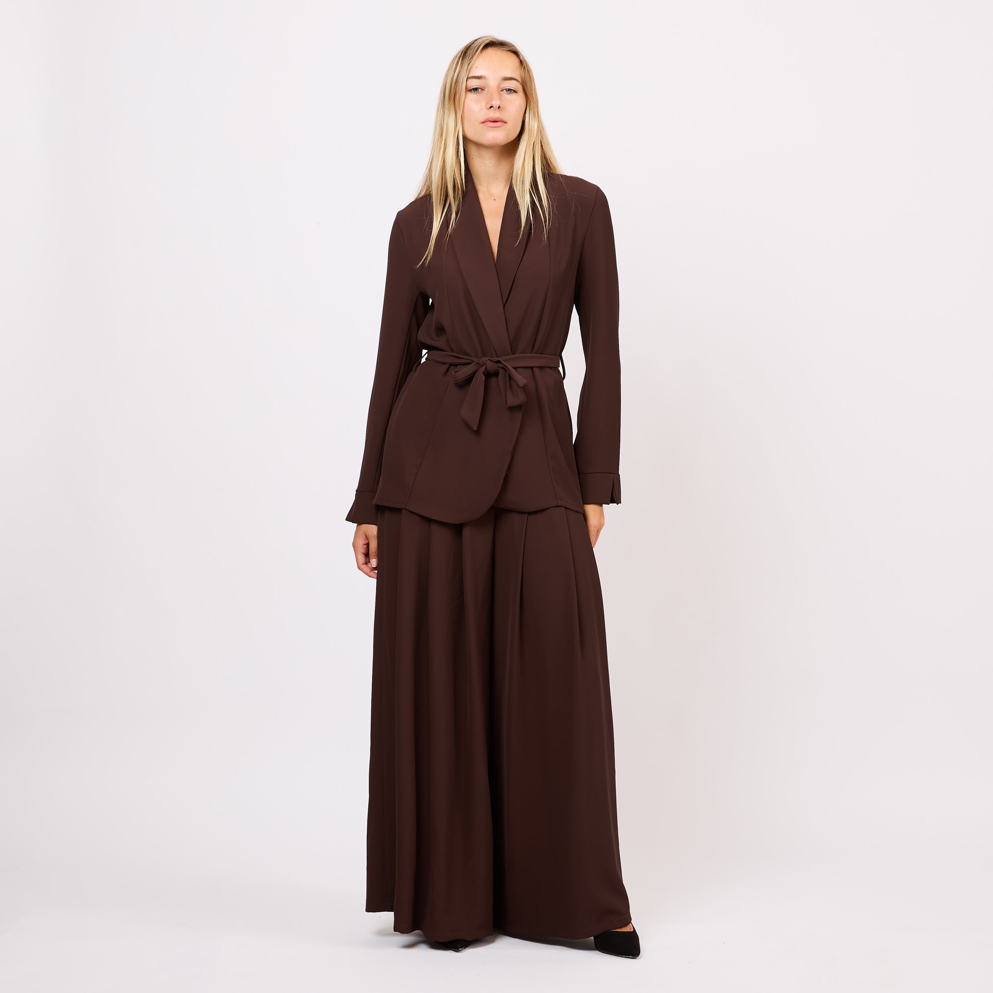 [2026.COUTURE]Completo in tessuto fluido con blazer e pantaloni a palazzo