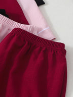 Ensemble de pyjama pour femme à revers de couleur unie, manches longues, broderie cœur, style décontracté, vêtement de nuit confortable, tenue d'intérieur