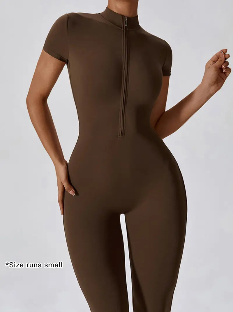 Combinaison de sport pour femme, col montant, fermeture éclair robuste