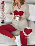 Ensemble 2 pièces décontracté femme, t-shirt à manches longues et legging en maille côtelée peluche, automne/hiver