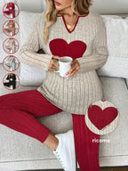 Ensemble 2 pièces décontracté femme, t-shirt à manches longues et legging en maille côtelée peluche, automne/hiver