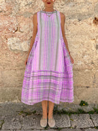 Robe décontractée sans manches imprimée pour femme