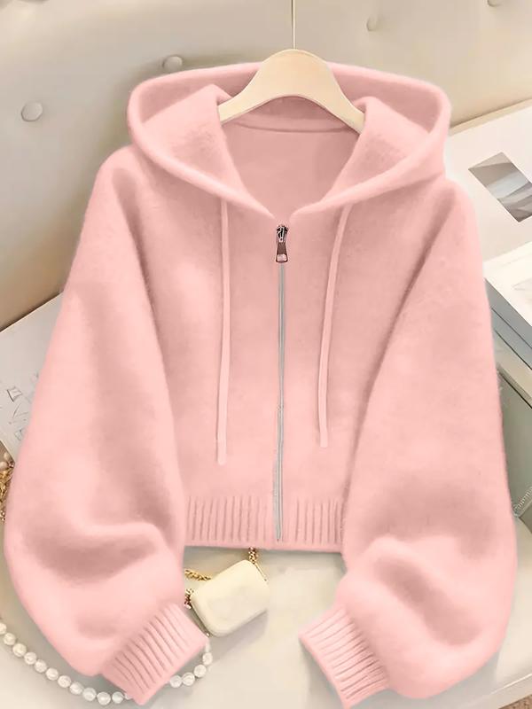 Felpa con cappuccio a maniche lunghe in maglia larga con cerniera, morbida, comoda, dal design unico per l'autunno e l'inverno, top elegante, abbigliamento femminile