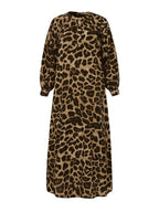 Abito lungo da donna casual boho con stampa leopardata all-over, abito lungo da strada per le vacanze, vestiti da donna per l'uso quotidiano