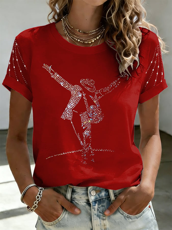 T-shirt a girocollo da donna Superstar con stampa artistica