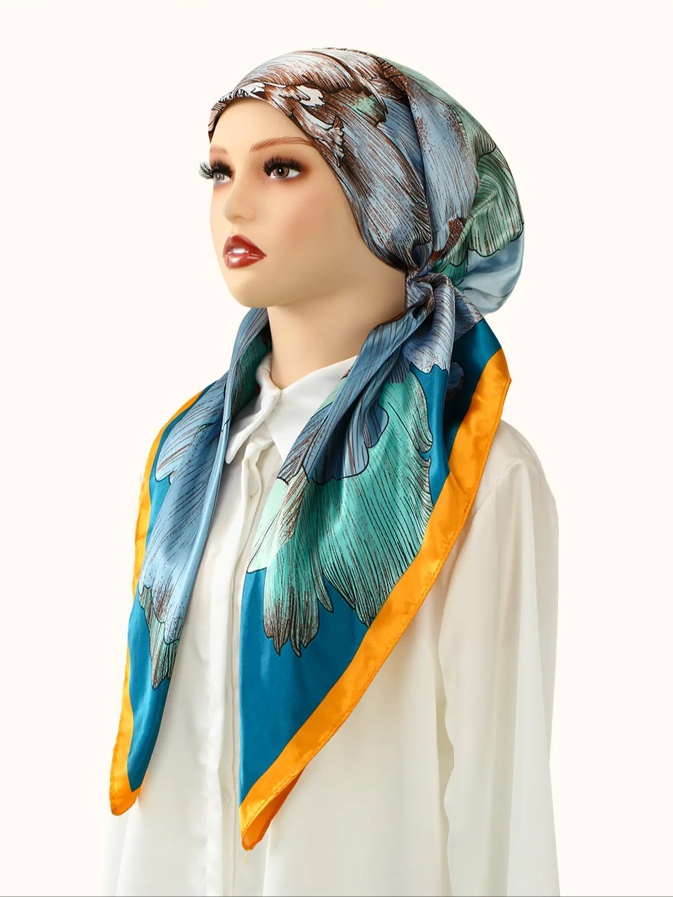 Elegante hijab in raso, tessuto morbido e traspirante, facile assorbimento del sudore, perfetto per l'uso quotidiano, design dalla vestibilità elastica, foulard