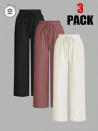 Ensemble 3 pièces : pantalon large uni pour femme