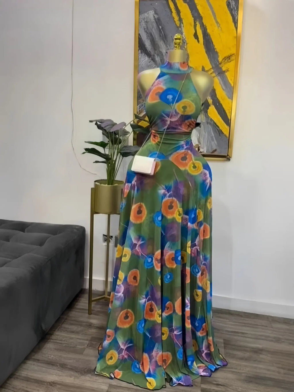 Women's O-Neck Sleeveless A-line Maxi Dress
