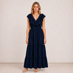 [2026.NOHO] Carmen, Vestito Lungo Con Balze E Volant Sullo Scollo A V
