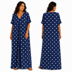 Robe longue oversize fluide chic à pois pour femme été