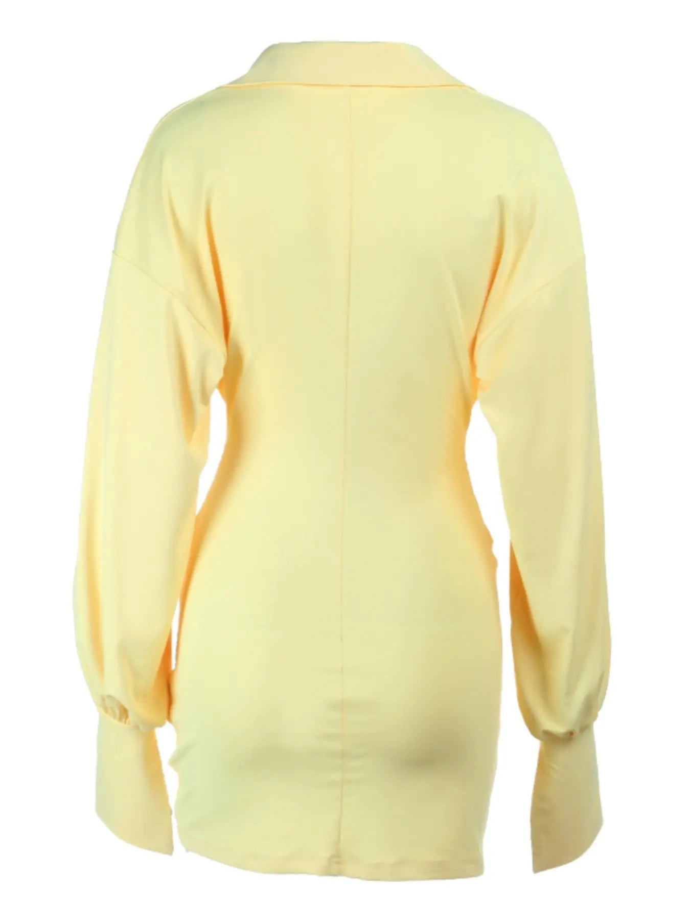 Elegante abito chemisier a tubino con arricciature, vestibilità chic ed elegante, abito lungo a maniche lunghe slim-fit, abbigliamento femminile, perfetto per feste ed eventi serali