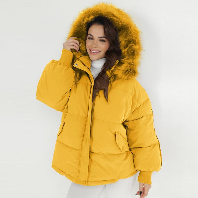 Manteau en coton thermique oversize en peluche zippé à capuche pour femme, vêtements d'automne et d'hiver pour femme, veste élégante à manches longues avec poches à rabat et fermeture éclair
